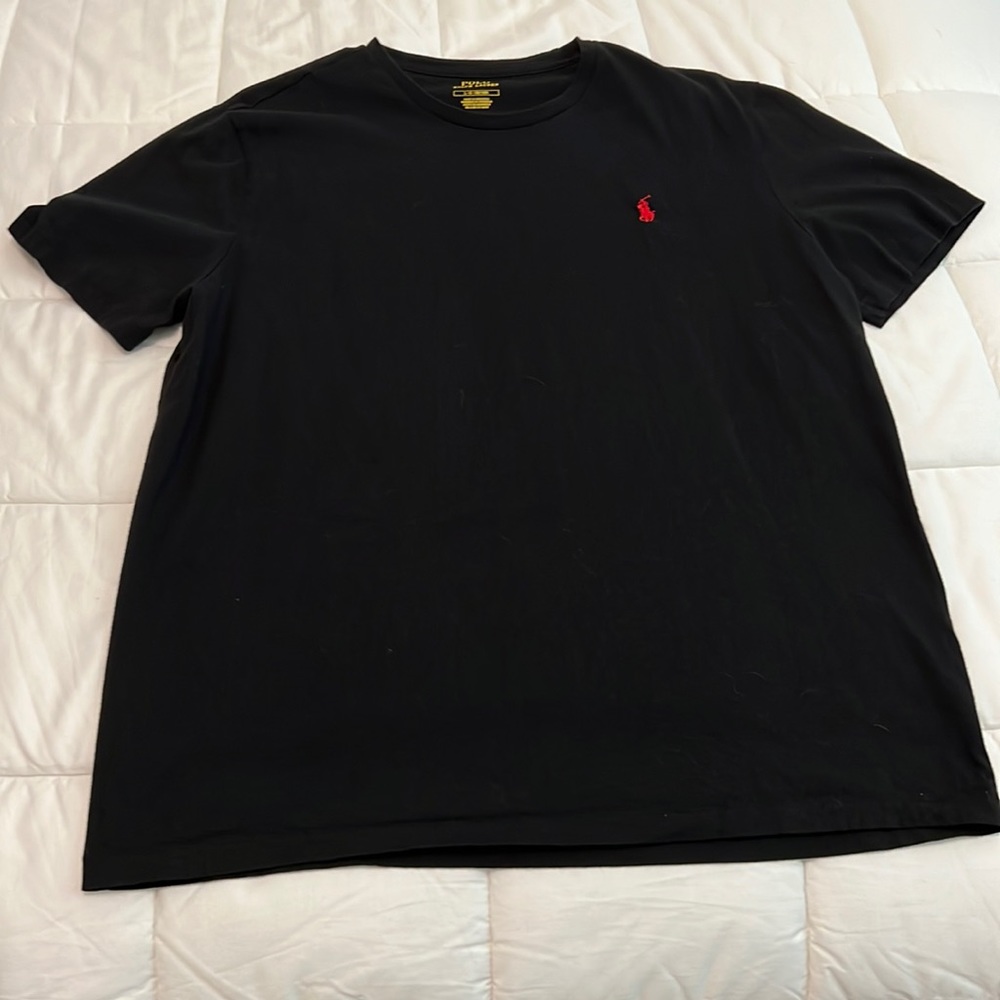 Polo RL Large black t shirt with red pony- used good condition
